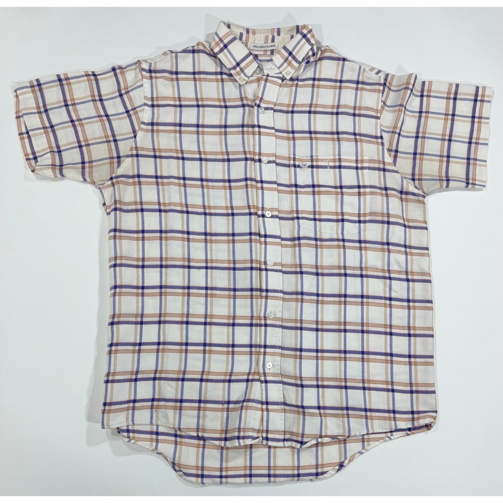 Vintage Sears Roebuck Button Down Shirt Men's Medium Plaid Short Sleeve